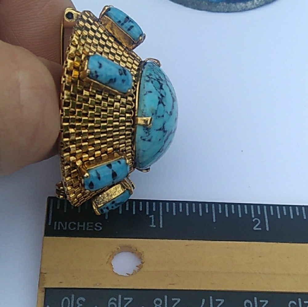 RARE 1963 Christian Dior Domed Blue Stone Brooch - Picture 5 of 8